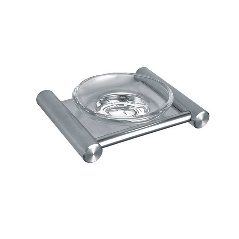 Stainless Steel Soap Dish Holder with Glass Dish