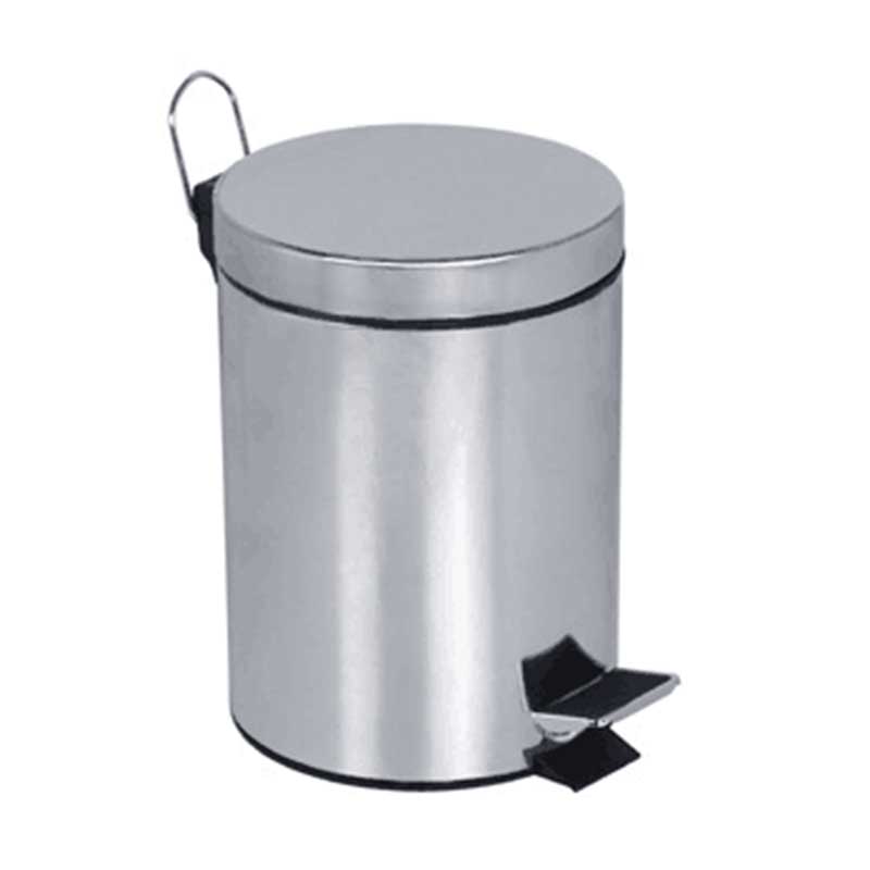 Pedal-Operated Stainless Steel Circular Bin