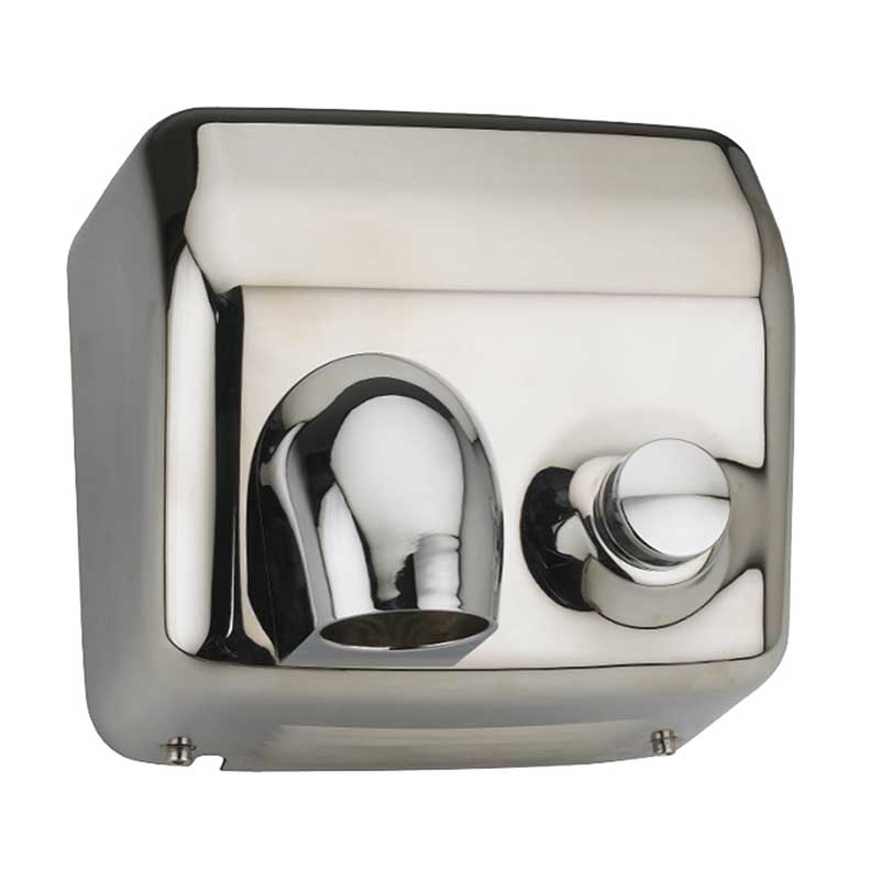 Push Button Manual Hiflow Silver Satin Hand Dryer