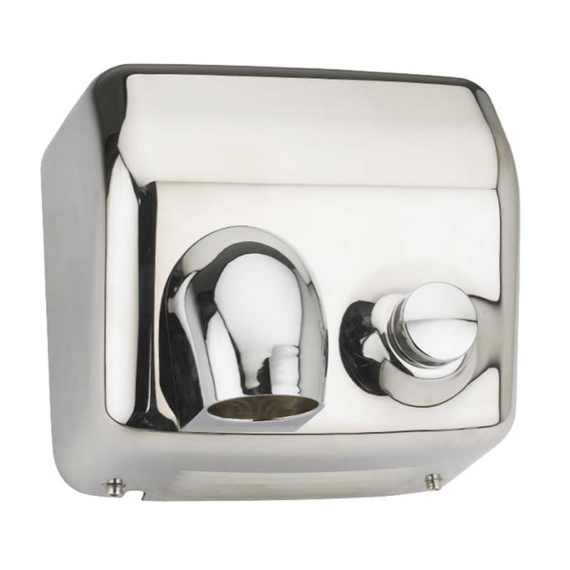 Push Button Manual Hiflow Silver Bright Hand Dryer