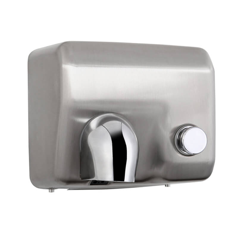 Hiflow Plus Push Button Silver Satin Hand Dryer