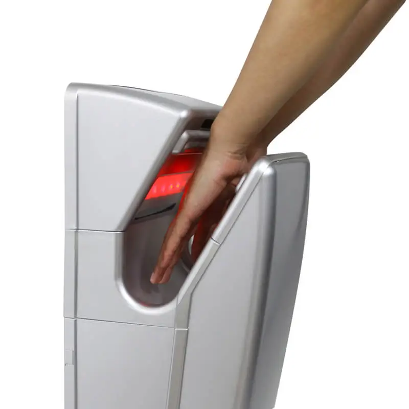high efficiency silver grey jet air hand dryer manufactured from hotec