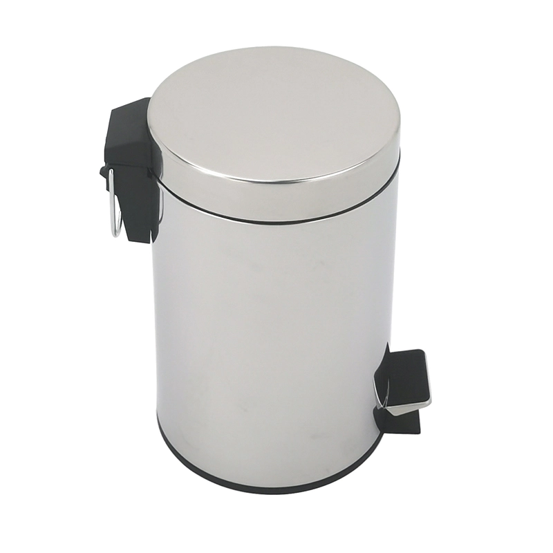 Pedal-Operated Stainless Steel Circular Bin