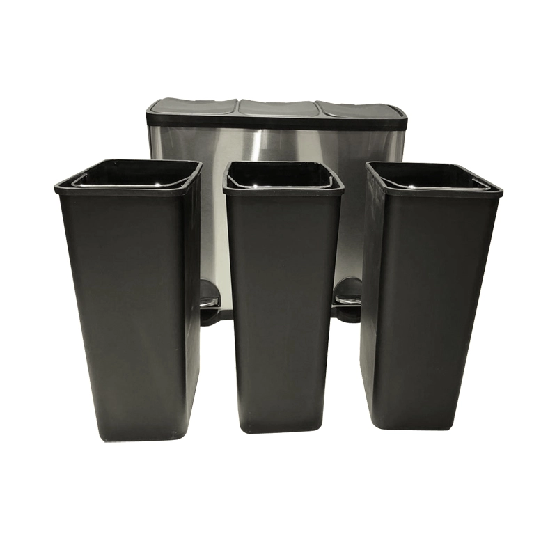 recycling pedal bin 3 compartments 60l by hotec