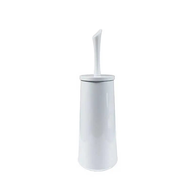 White Toilet Bowl Brush with Holder Set