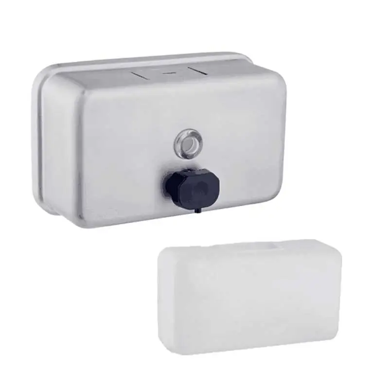 Silver Satin Finish Horizontal Liquid Soap Dispenser 1.1L